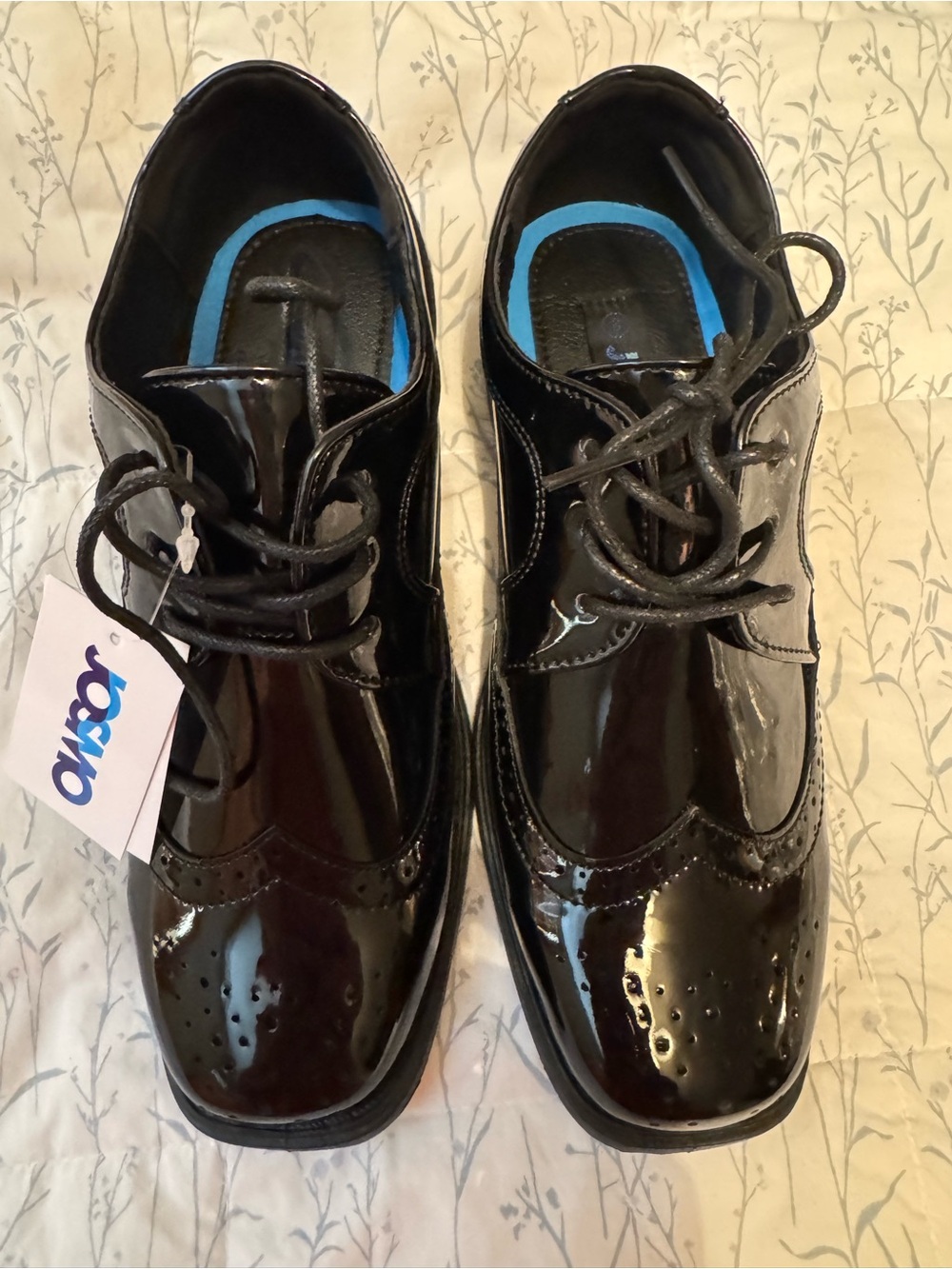Josmo Boys Black Patent Lace-Up Dress Shoes
